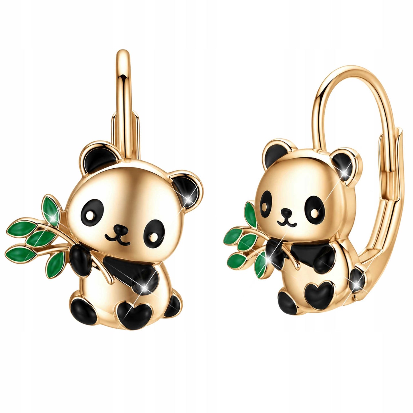Kolczyki Pandy Kolorowe Wiszące Damskie Panda z Emalią