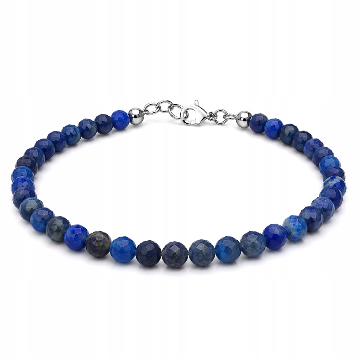 Bransoletka z Kamieni Naturalnych Niebieska Srebrna Lapis Lazuli SREBRO 925