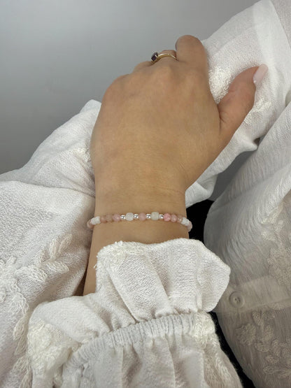 Bransoletka z Opalem i Kamieniem Księżycowym Kamienie Naturalne SREBRO 925