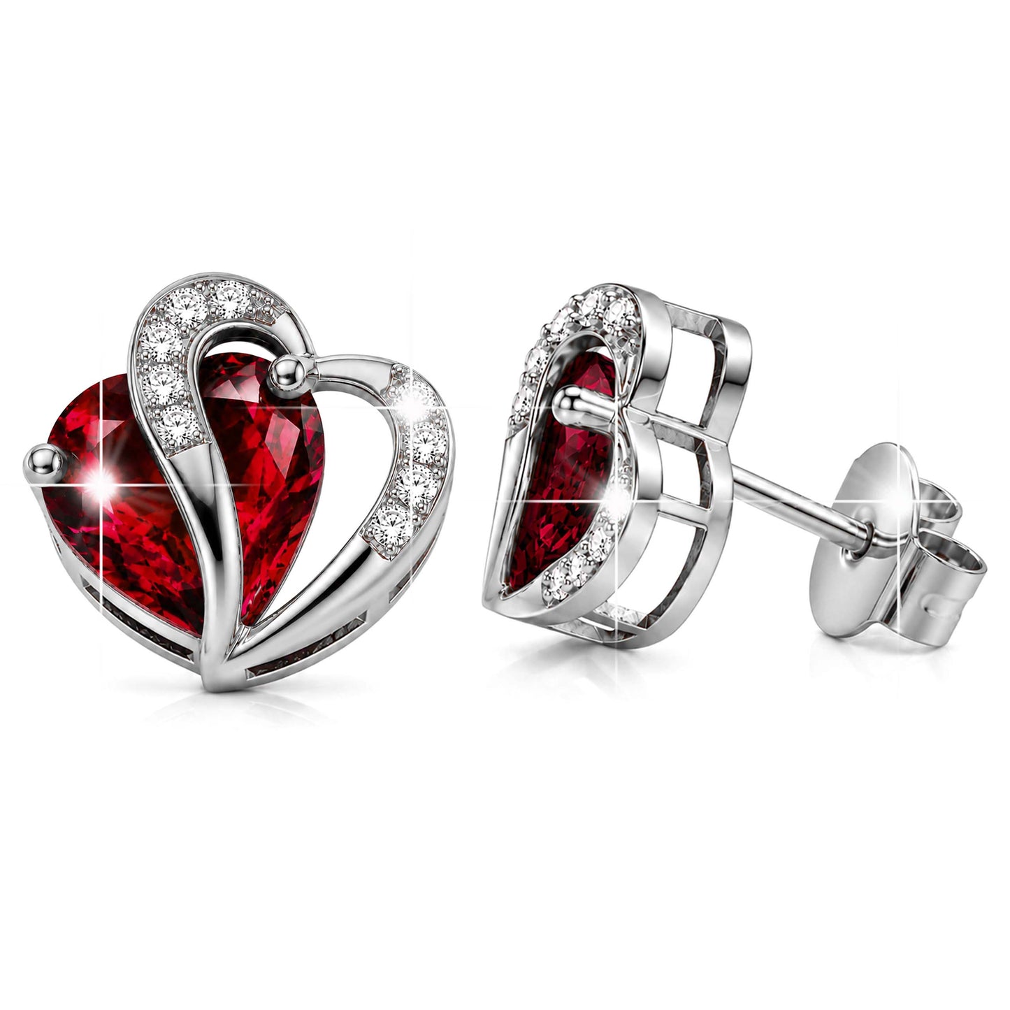 Kolczyki Czerwone Kryształowe Serca