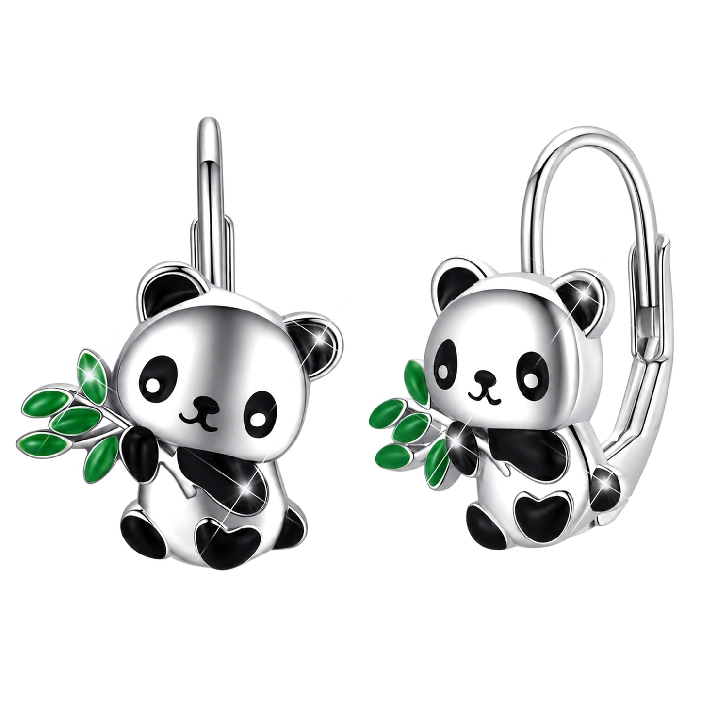Kolczyki Pandy Kolorowe Wiszące Damskie Panda z Emalią