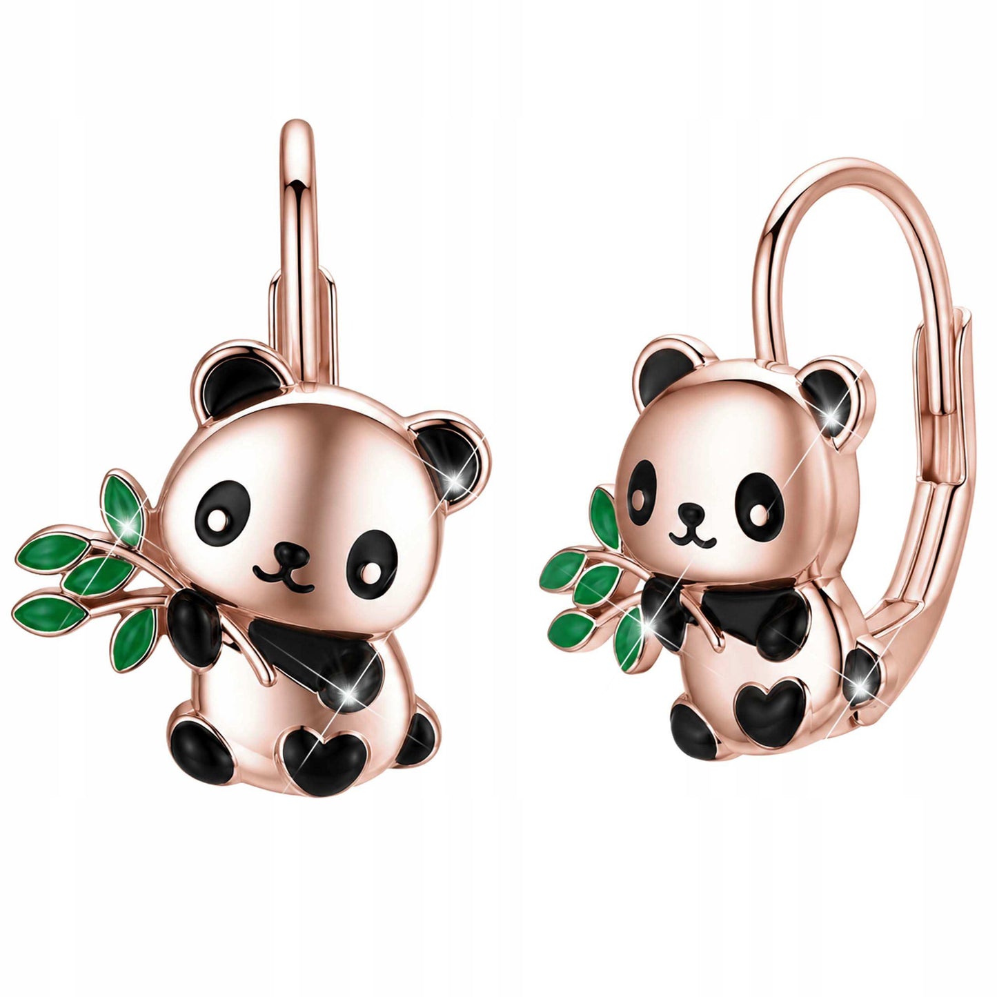 Kolczyki Pandy Kolorowe Wiszące Damskie Panda z Emalią