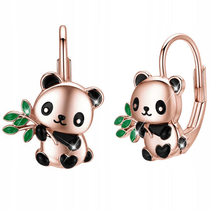 Kolczyki Pandy Kolorowe Wiszące Damskie Panda z Emalią