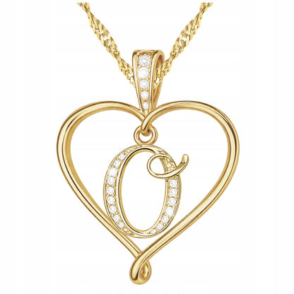 Naszyjnik z Literą Literką O Złote Serduszko Miłość